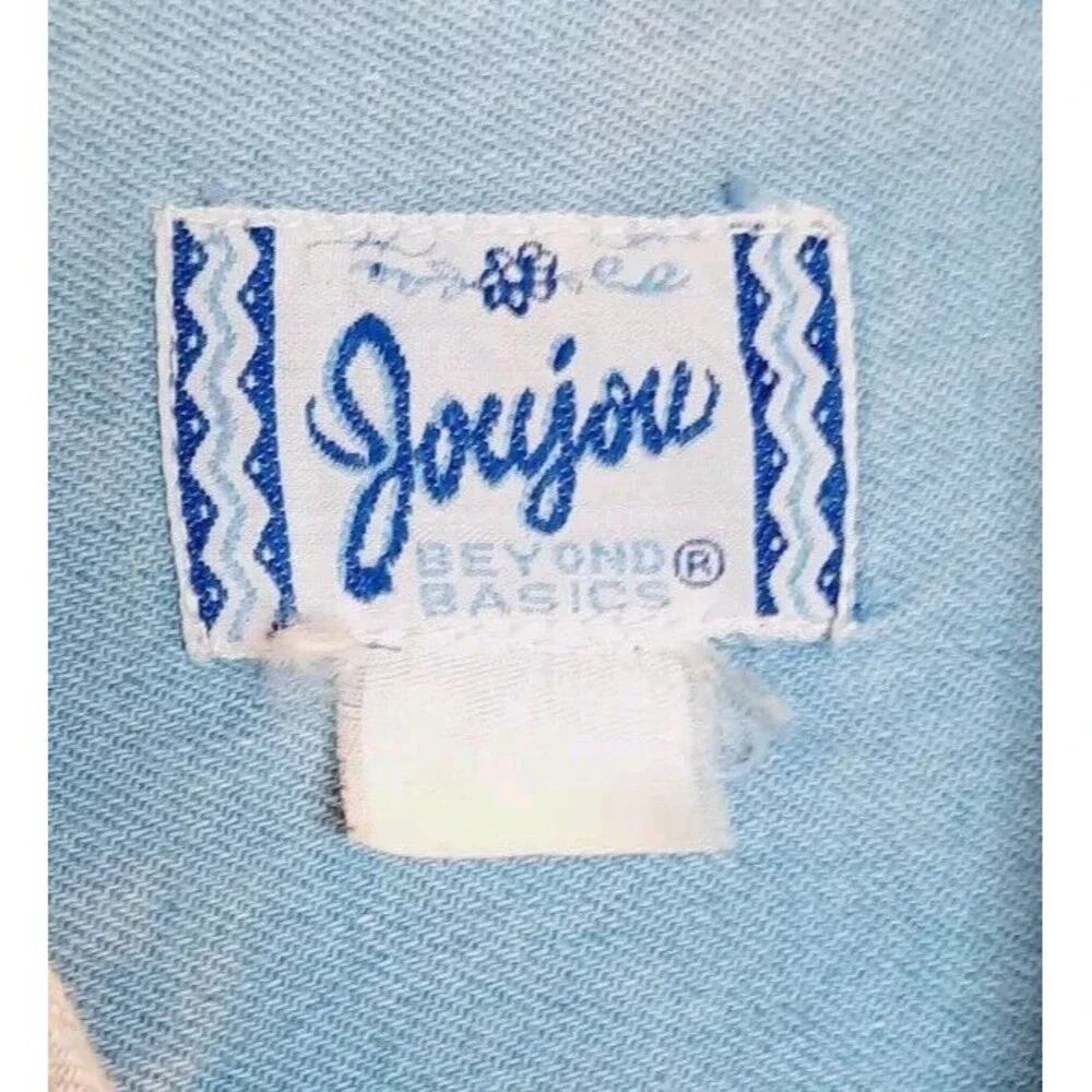 Vintage JouJou Women Denim Jean Button Down Shirt Native American Embroidery